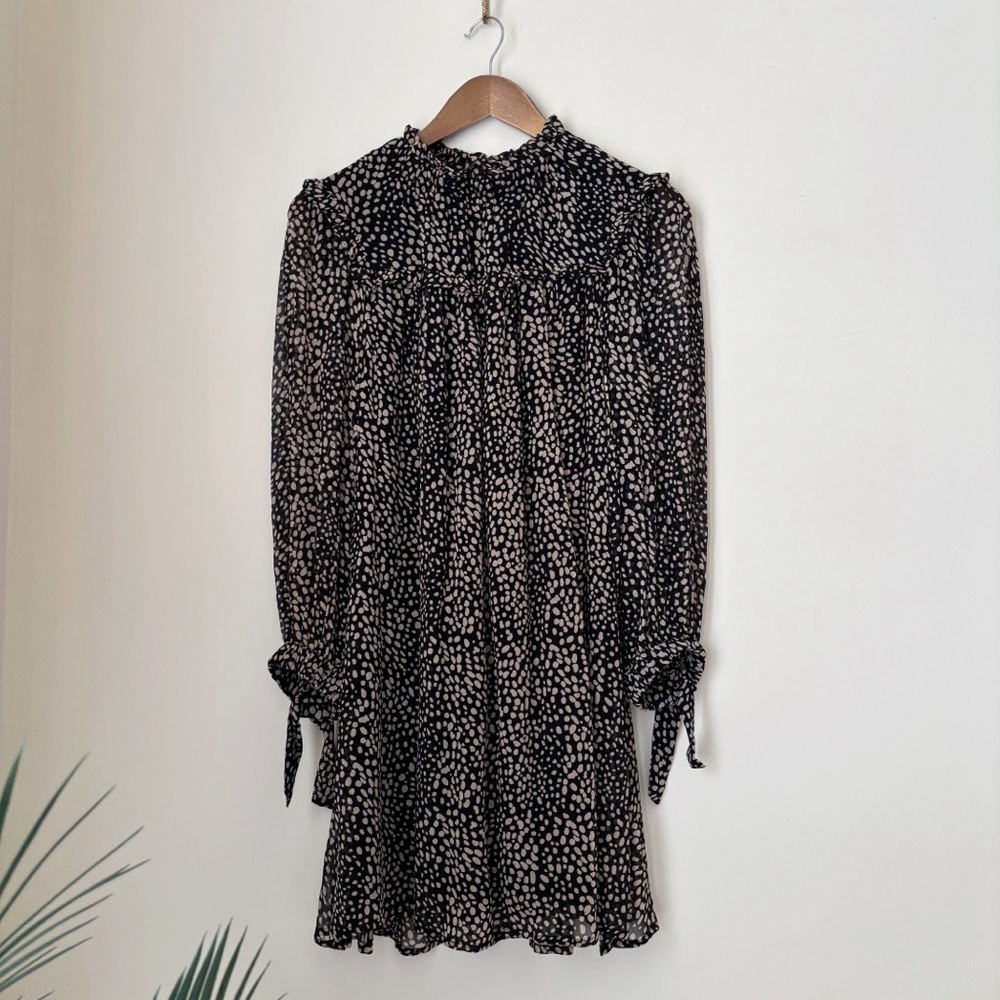 Olivia James The Label Black & Tan Dot Lucy Dress Large Classic Boho